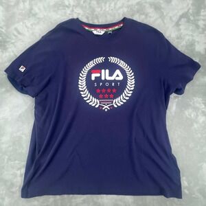 Fila Sport T Shirt Navy Blue XL Logo Laurel Wreath Graphic Tee
